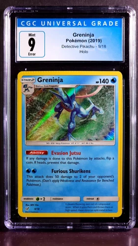 Greninja Holo ERROR Partial Crimp 9/18 Detective Pikachu Mint CGC 9 2019 Pokemon