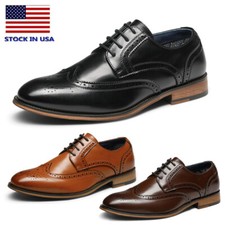 Men's Oxfords Formal Wingtip Dress Shoes Breathable Brogue Shoes Wide Size