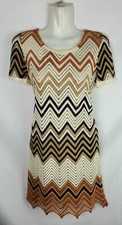 Mimosa Size 8 Colour block Pattern Brown Dress Short Sleeve RETRO