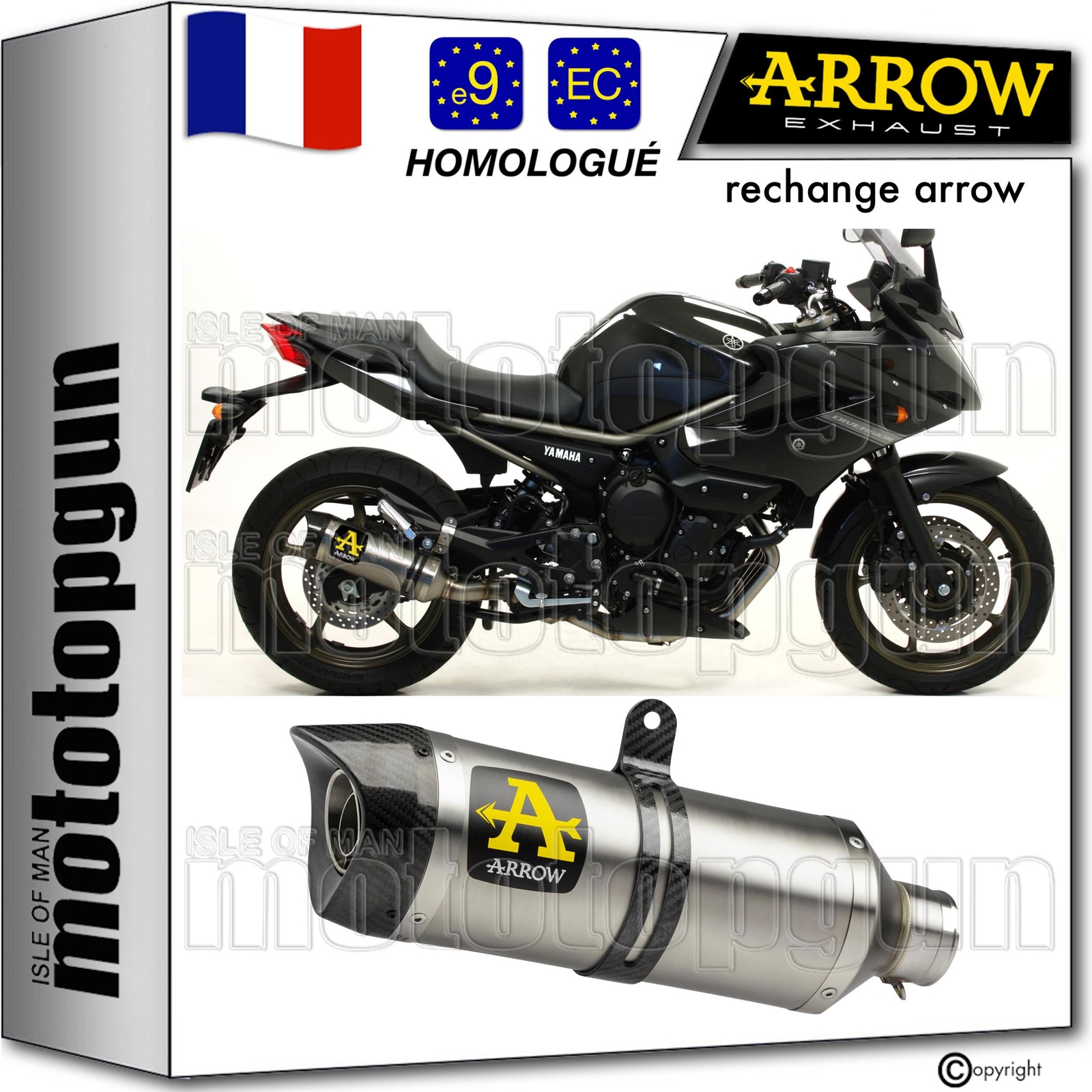 Pot echappement Arrow silencieux de rechange moto Yamaha XJ6 Diversion 2009 09
