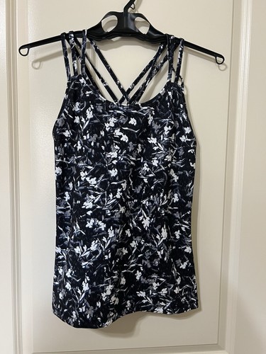 White House Black Market Shelf Bra Multi-Strap Athletic Top, Small Multi Color