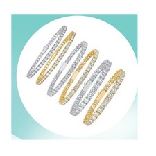 3-5mm VVS D MOISSANITE Tennis Bracelet Yellow Gold Chain 925 Silver Pass Tester