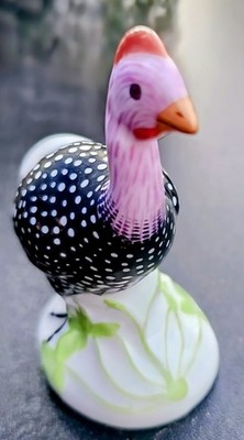 Herend Guinea Fowl Bird Porcelain Figurine Hungary Natural Pattern Hand Painted