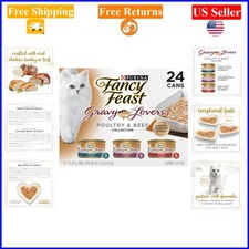 Purina Gravy Lovers Poultry  Beef Wet Cat Food Variety Pack, 24 cans