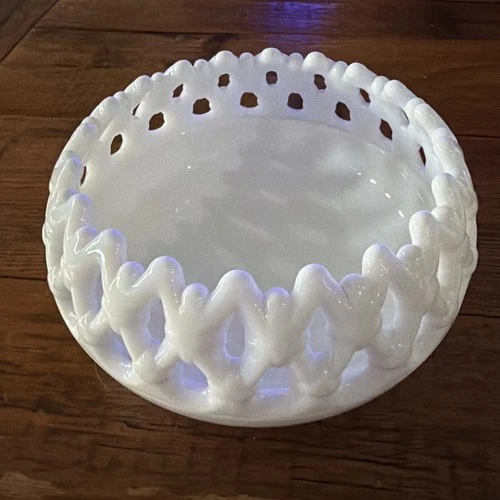 Vintage Westmoreland Milk Glass Doric Pattern Rose Bowl Candy Dish