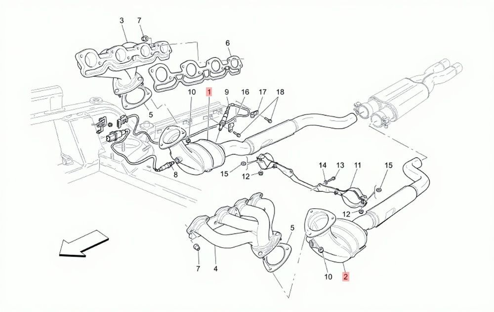 08-19 MASERATI GRANTURISMO S GRANCABRIO RIGHT LEFT EXHAUST DOWNPIPE SET OEM