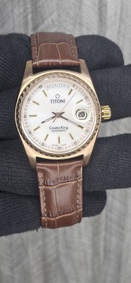 Vintage Titoni cosmo king Automatic   Rose Gold  white dial men's wristwatch 
