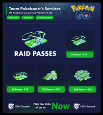 Pokemon Go 960 Raid Pässe / SCHNELL / BESCHREIBUNG LESEN