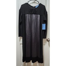 Simply Vera Wang Womens A Line Dress Black Stretch Long Sleeve Size L