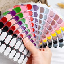 16 Tips UV Semi Cured Nail Stickers Gel Nail Polish Wraps Full Cover Adhesive