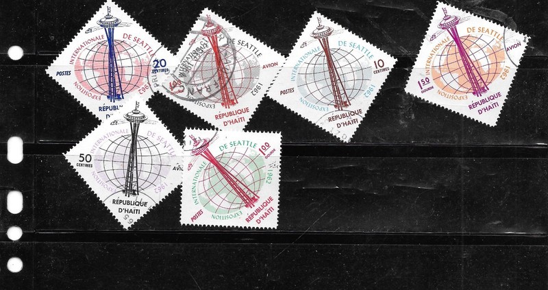 HAITI SC#496-9,C201-2 CTO USED XF 1962 OLD SPACE NEEDLE PICTORIAL STAMP SET