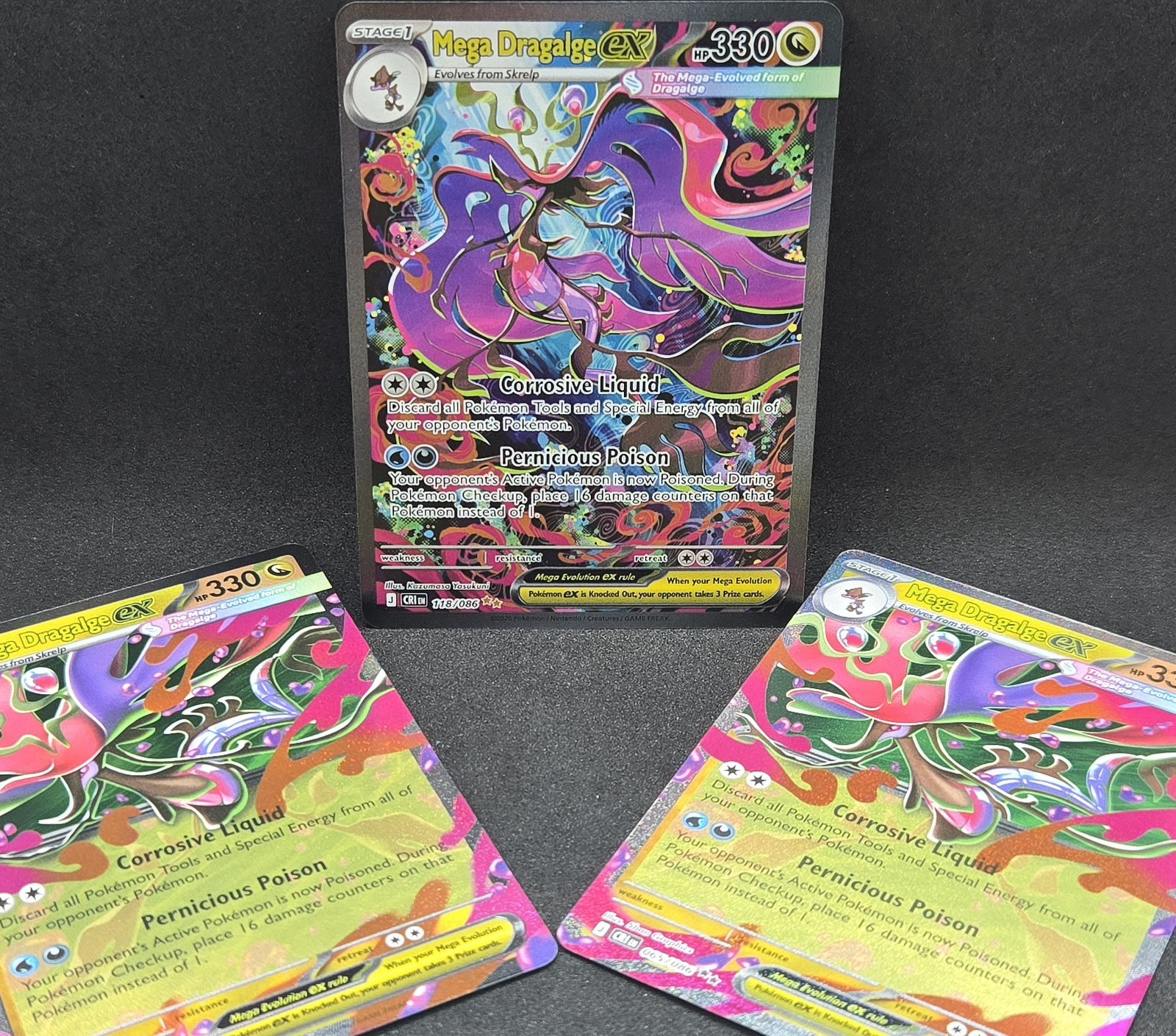 Pokémon Chaos Rising Mega Dragalge EX SIR 118/86 + 65/86 Mint Pack-Fresh 🌊 🌿