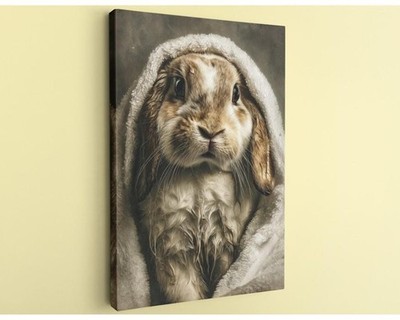 Victorian Rabbit Portrait Canvas Print Art Funny Wet Bunny Gift Wall Art