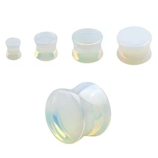 Real Moonstone Double Flare Concave Tunnels Ear Gauges Plugs Sold as a Pair
