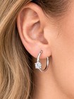 GENUINE 2.10 Ct WHITE SAPPHIRE HOOP EARRINGS .925 STERLING SILVER - New With Tag — photo 2