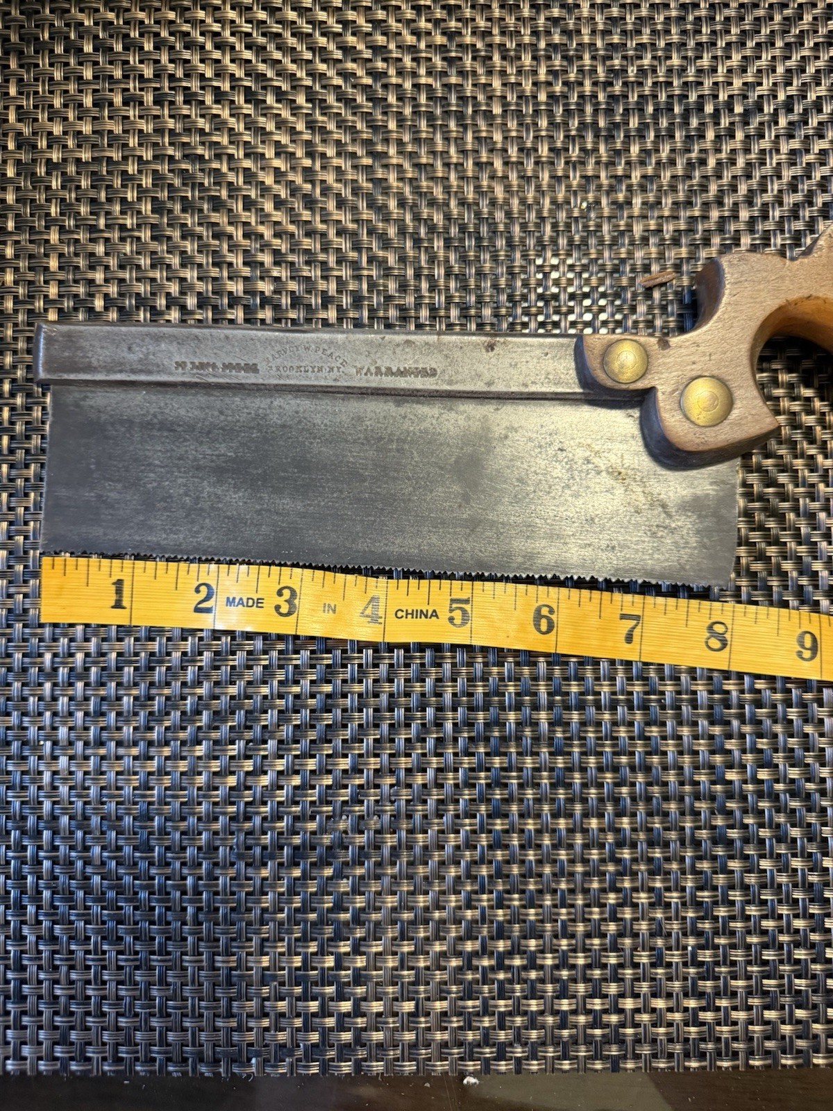 Vintage Spring Steel Warranted Saw With Wooden Handle