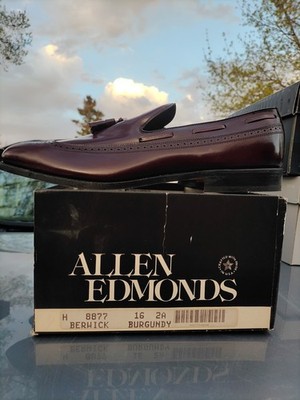 Vintage Allen Edmonds BERWICK 8877 Burgundy Leather Wingtip Tassel Loafers 16 2A