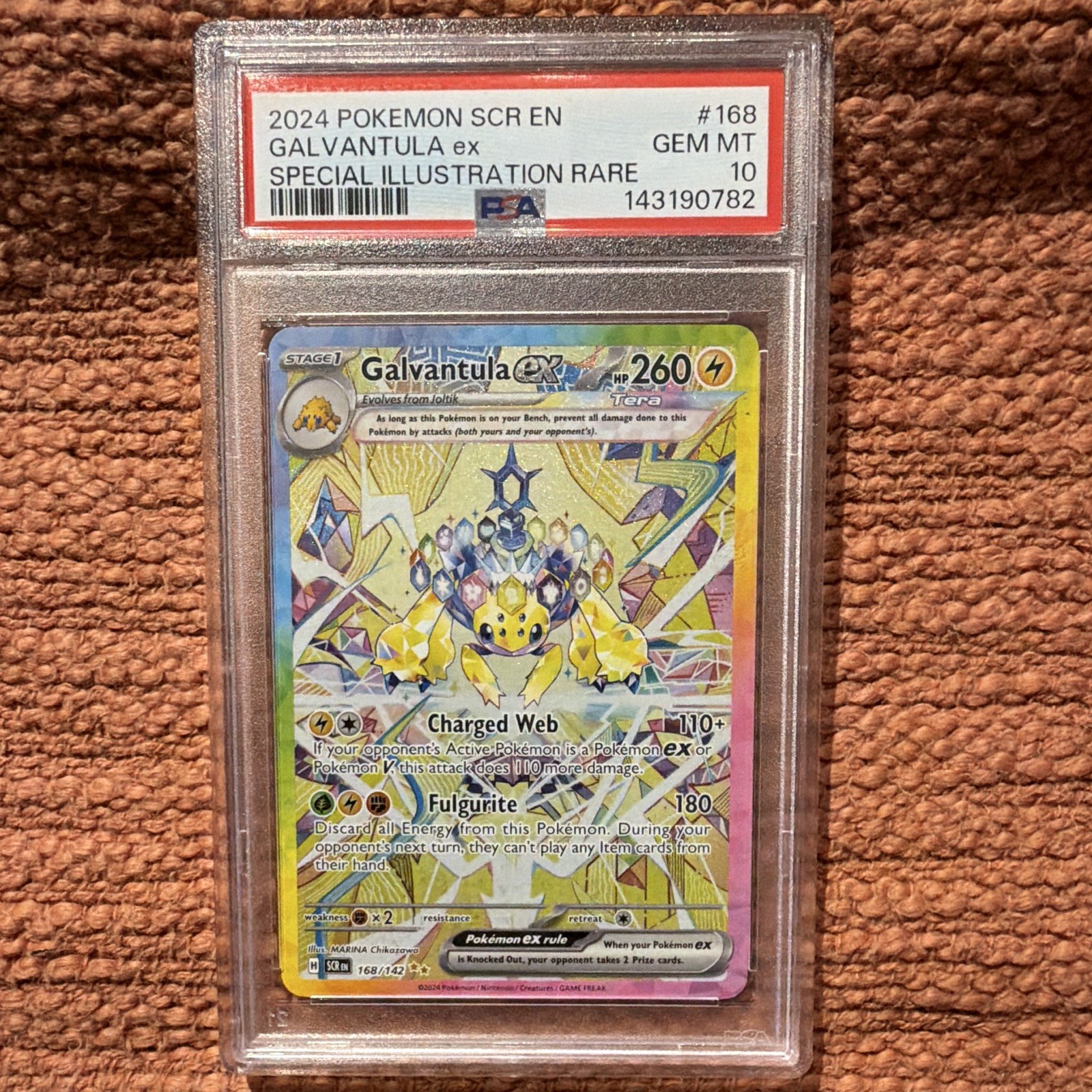 Pokemon TCG Galvantula ex 168/142 Stellar Crown Special Illustration Holo PSA 10
