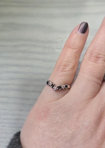 Wishbone Dainty 1.1g  Ring Silver Morganites & Sapphires Vintage Size I 1/2