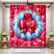 Fun Bathroom Decor Colorful Love Hearts Shower Curtain 72x72 Polyester