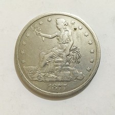 1877 U.S. Trade Dollar - 90% Silver With Chop Mark