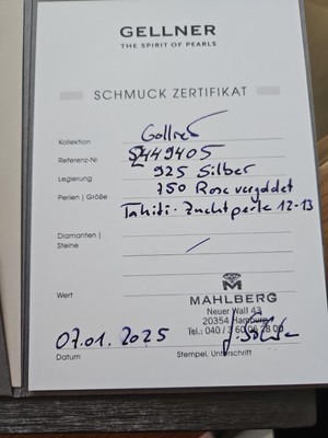 Ich biete eine 925 Silberkette,750 Rose Vergoldet, Tahiti-Zuchtperle,12-13. 