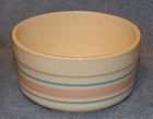 McCoy Pottery Soufflé Bowl Pink & Blue Stripe Band 7.75” round