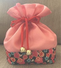 Japanese pattern drawstring bag kimono yukata floral pattern