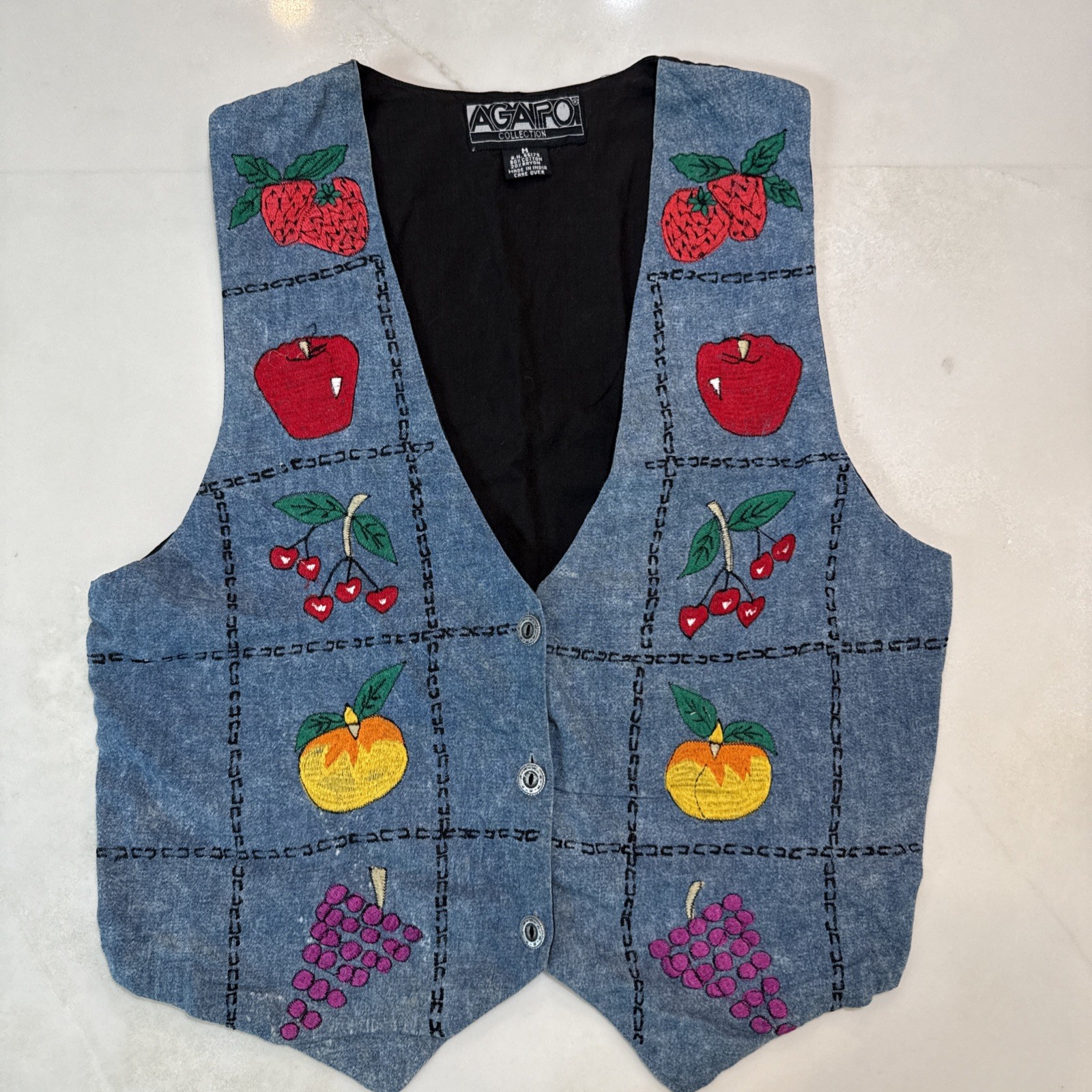 Vintage Agapo Collections Fruit Vest Women’s M Cotton Rayon Made in India