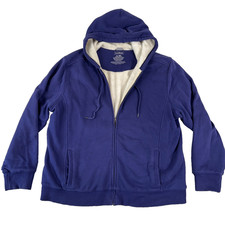 LL Bean Hoodie Women XL Full Zip Fleece Sherpa Deep Periwinkle Cozy Soft Outdoor