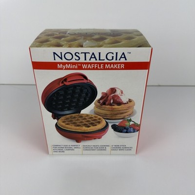 MINI 5'' WAFFLE MAKER IRON ~Nostalgia MyMini~ Choose Round/Heart ~ Compact/Travel
