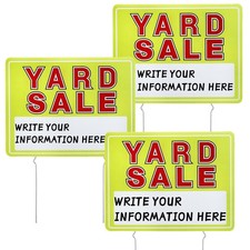 Goaste 3 Pack Yard Sale Signs, 17"x13" Double Sided Sale Signs with Stakes, W...