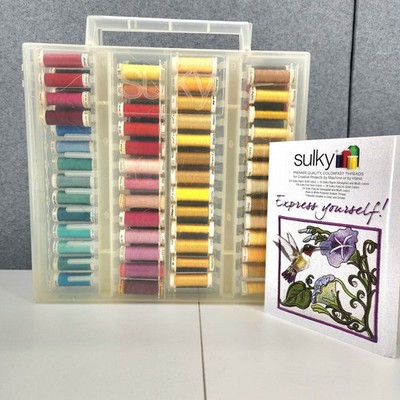 Sulky 250 yd Rayon Embroidery Thread 94 Spools + Slimline Storage Box Holds 104