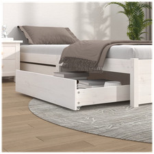 Underbed Drawers Set of 2 Solid Pine White 90x93x18cm Pull-Out Storage Box Neat
