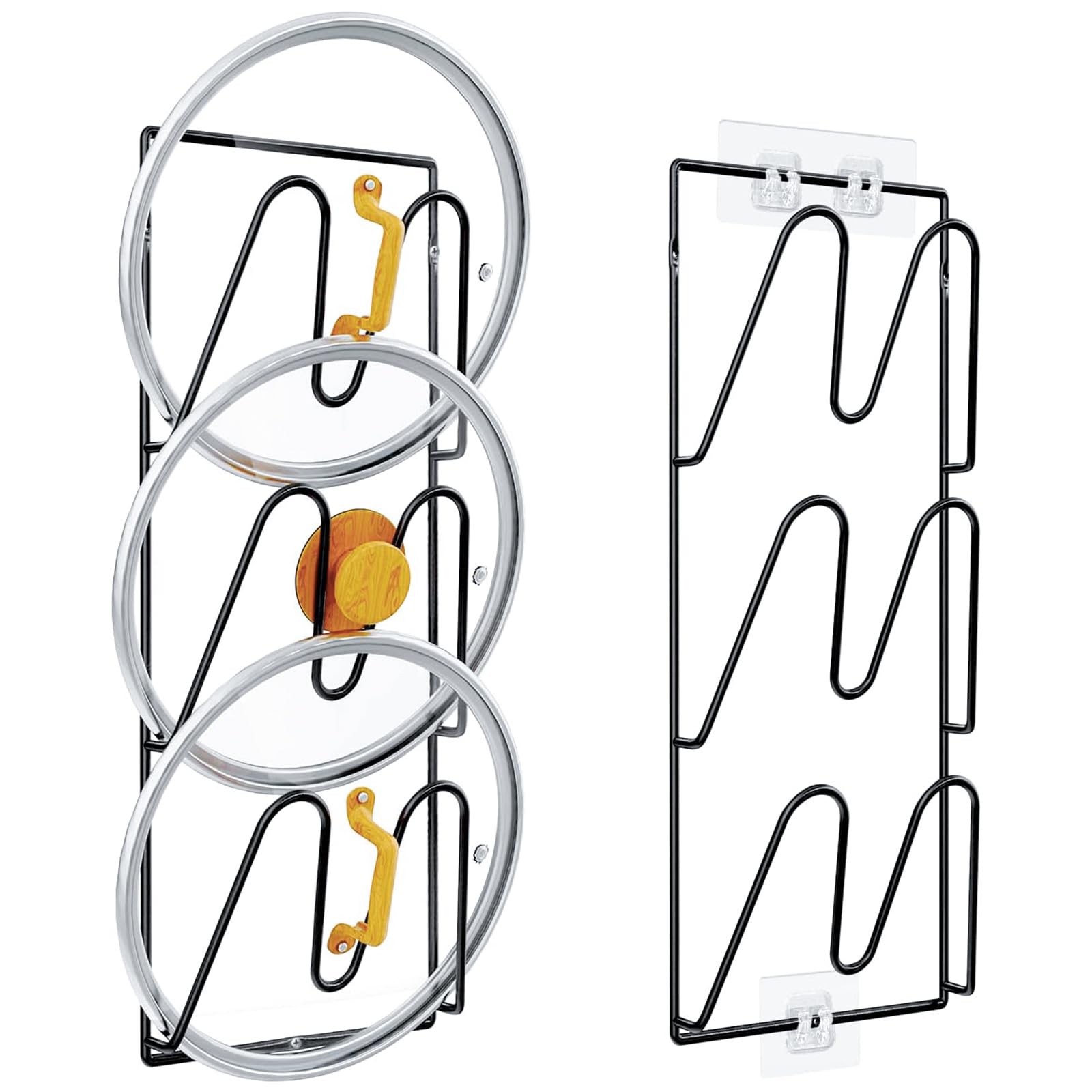 2 Pack Pot Lid Organizer 6-Tier Pots and Pans Organizer Rack for Cabinet Door...