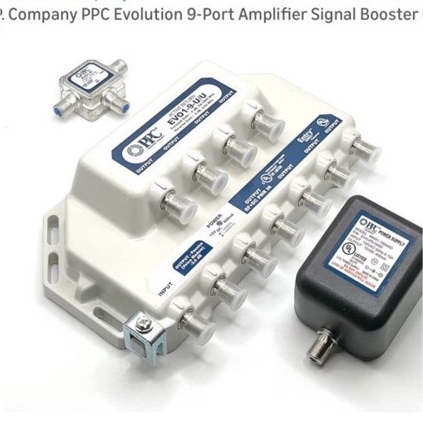 PPC Evolution 9-Port 9dB RF Amplifier VHF/UHF Cable TV EV09-9-U/U