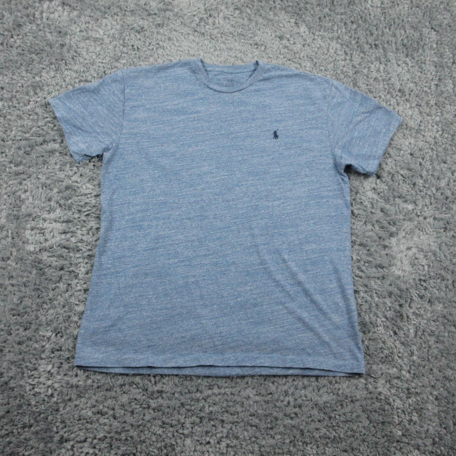 Polo Ralph Lauren camicia uomo blu medio erica girocollo pony maglietta casual cotone