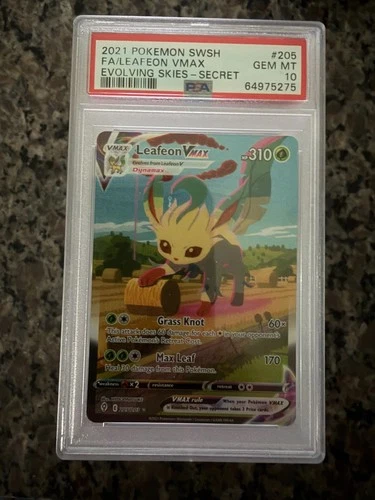 2021 Pokemon Evolving Skies Leafeon VMAX #205 Full Art Secret Rare PSA 10