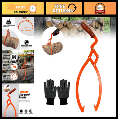 20'' Log Grabber Tongs - 440LBS Capacity, Non-Slip Grip, 2 Claw Skidding Tool, Gl