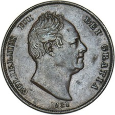 1831 Penny (No W.W) - William IV British Copper Coin - Very Nice