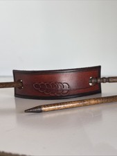Vintage Embossed Leather Hair Clip Ponytail Holder w/ 2 Sticks. Artisan Handmade