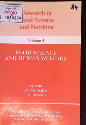 Food Science and Human Welfare. Volume 4. Research in Food Science & Nutrition S