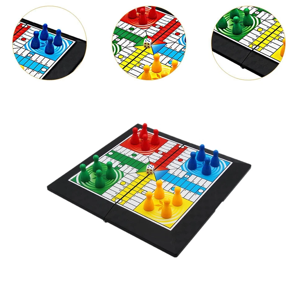 Ludo Travel Game with Foldable Board Educational Toys Family Game Flying Chess - Image 2 of 4