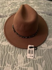 Wool Felt Wide Brim Fedora Hat Women Panama Cowboy Style