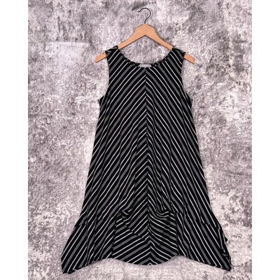 Habitat Clothes To Live In Dress Small Womens Black Stripe Jersey Knit