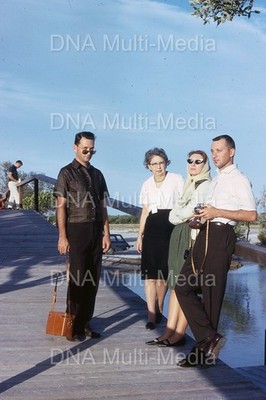 Vintage Color Photo Slide Kodachrome 1966 Family Portrait Posing with Cameras
