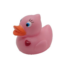 Cute Mini Pink Rubber Ducky With Pink Heart 2006 Toysmith
