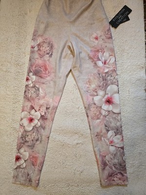 NWT High-Waist Evolution And Creation Yoga Leggings Floral Pink And Beige Small