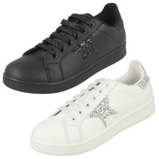 Ladies Spot On Glitter Star Pumps F8R0269