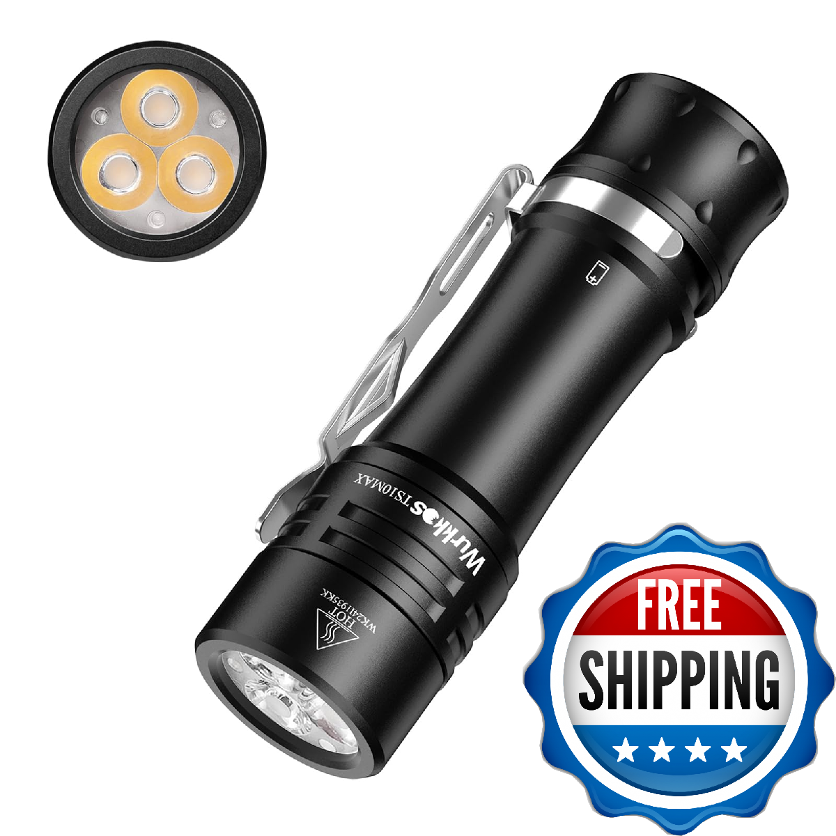 best rechargeable compact flashlight Three-Eyed Mini Flashlight, Rechargeable LED Flashlights High Light